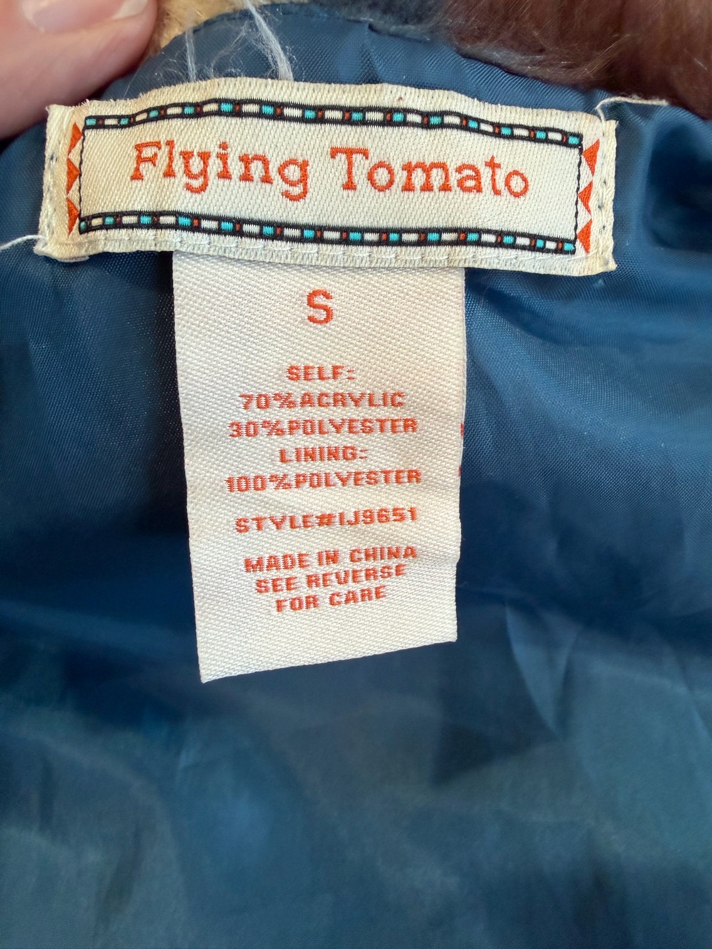 Flying Tomato Faux Fur Patchwork Vest Brown Cream Size S - Picture 6 of 7